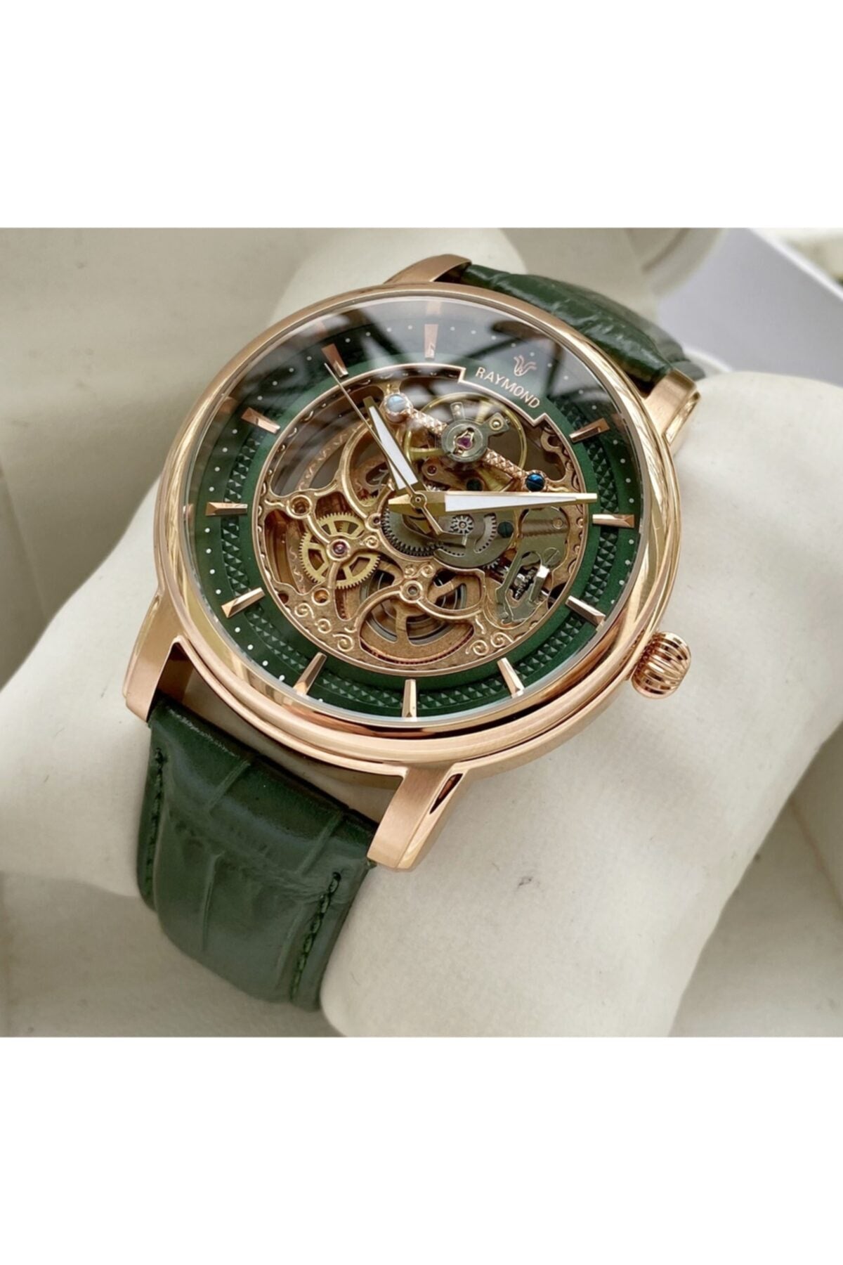 Swiss Green Skeleton Automatic Men'S Wristwatch