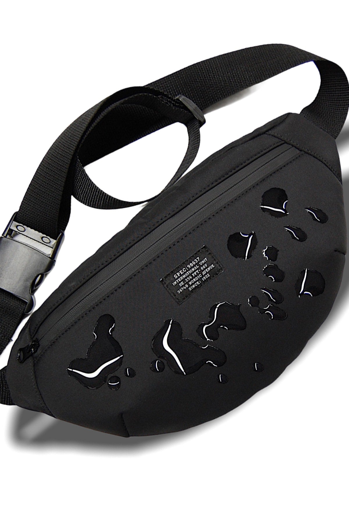 Unisex-Hüft- und Schultertasche aus wasserdichtem Stoff in Schwarz