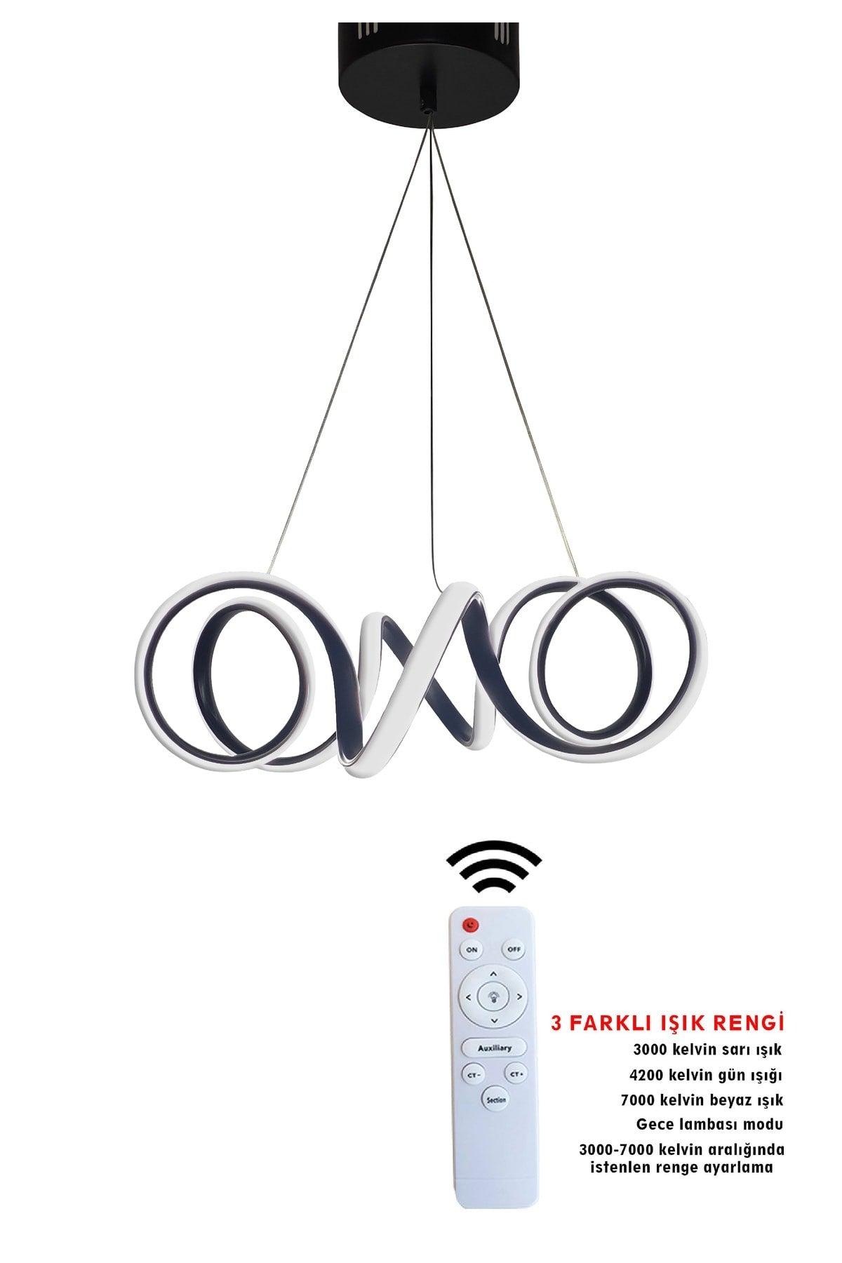 3 Color Controlled Black Curl Led Chandelier - Swordslife