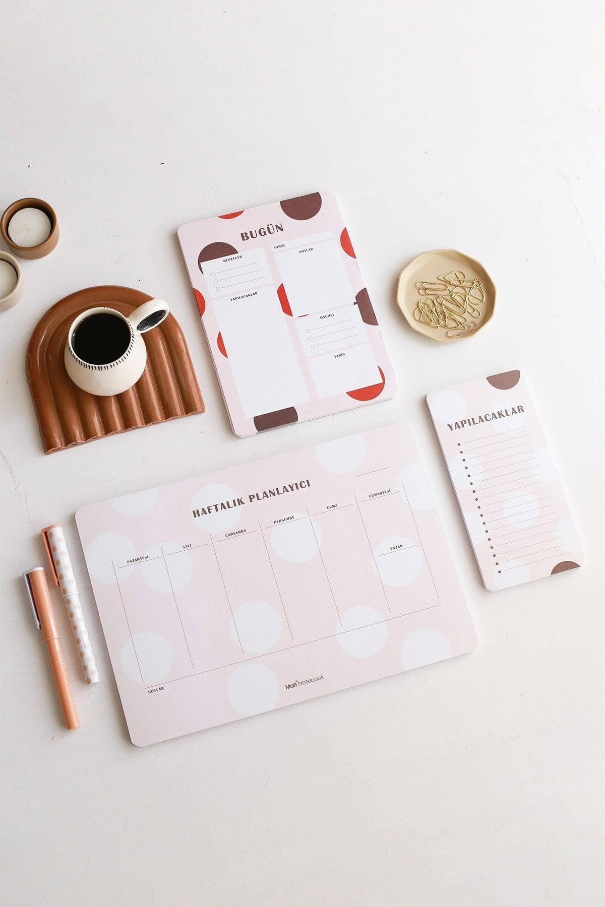 3-Piece Desktop Planner Set Polka Dots