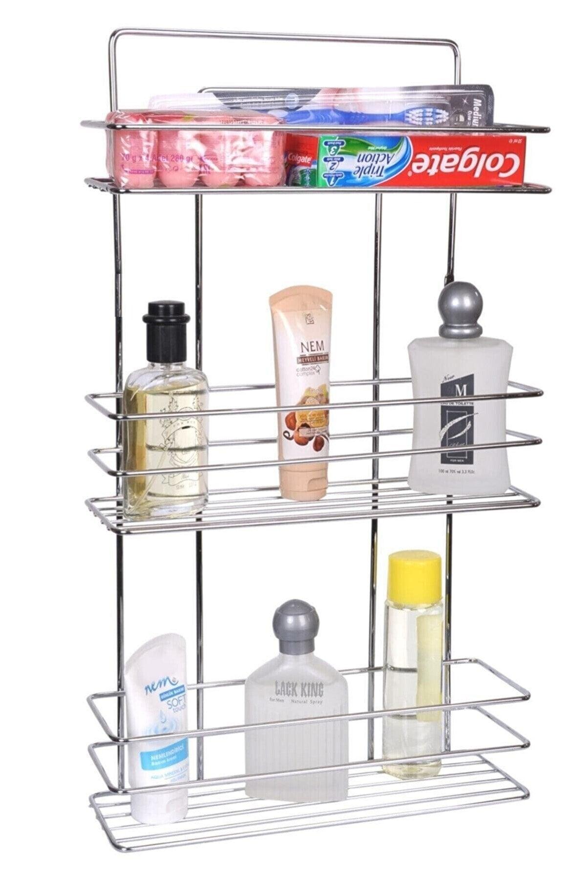 3 Tiers Flat Bathroom Shampoo Rack Bathroom Shelf - Swordslife