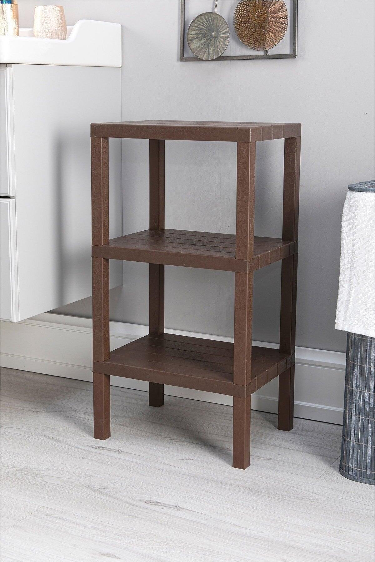 3 Tiers Plastic Shelving Unit Kitchen Shelf Bathroom Shelf Balcony Shelf Bathroom Organizer Coffee - Swordslife