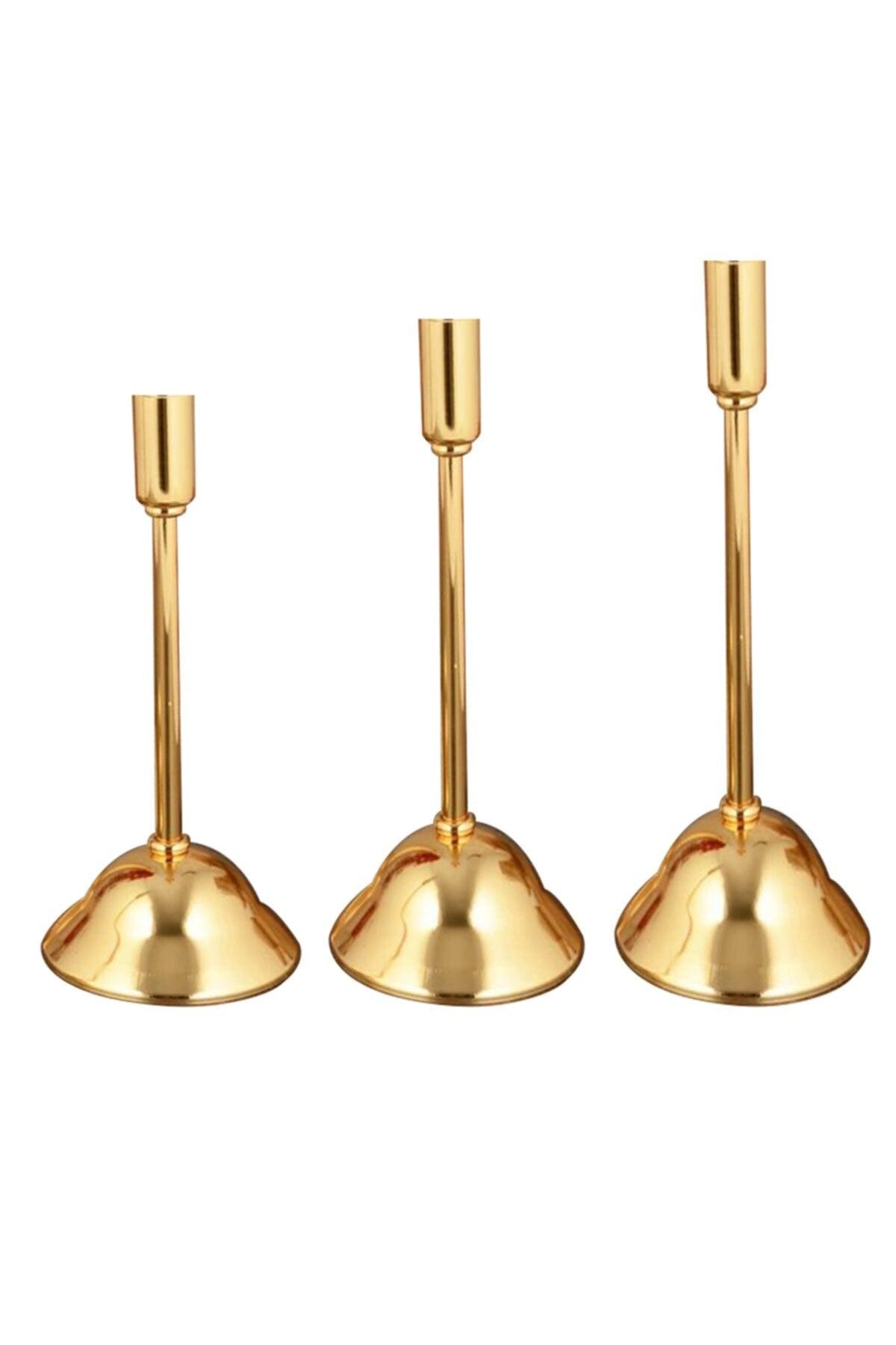 3 Pcs Metal Gold Candlestick Candle Holder - Swordslife