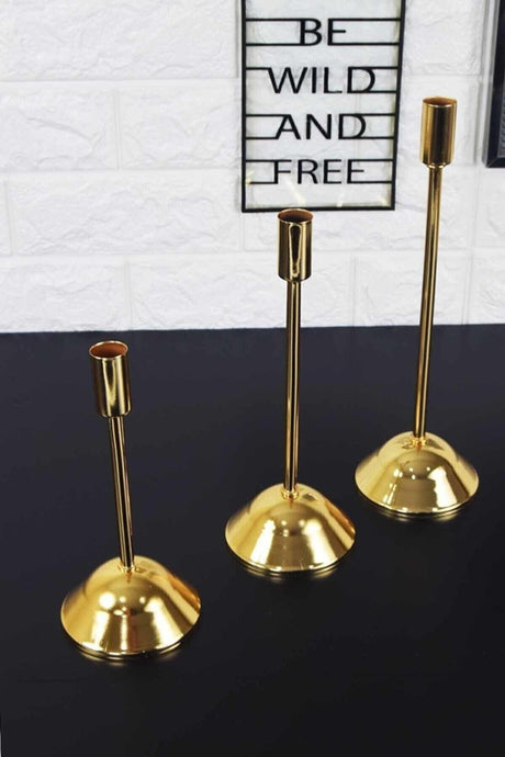 3 Pcs Metal Gold Candlestick Candle Holder - Swordslife