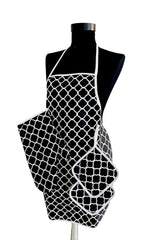 3 Pieces Black and White Apron Set Waterproof Apron Heat Proof Gloves And Grip Set - Swordslife