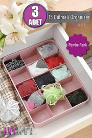 3 Pcs. 15 Compartment Drawer Organizer Pink Color Drawer Organizer - Swordslife