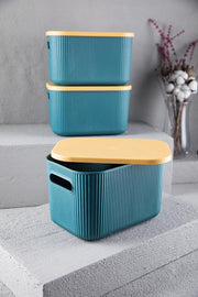 3 Pcs Storage 6lt Green Multi-Purpose Cabinet Organizer Box with Lid, Decorative Box - Swordslife