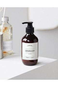 300ml Amber Glass Bottle with Reusable Pump and White Label