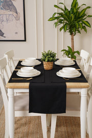 35 X 90 Cm Black Linen Woven Runner, Decorative Runner, Plain Runner - Swordslife