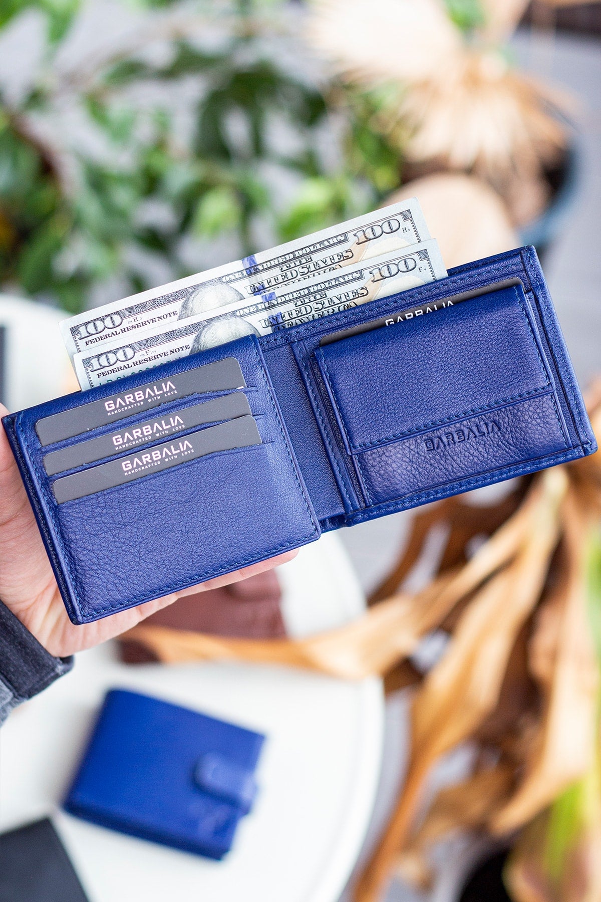 Jackson Geldbörse aus echtem Leder mit Münzloch, RFID-Blocker, Marineblau