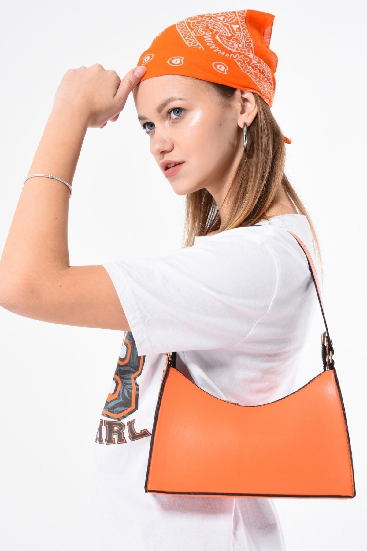 Orange Baguette Baguette Hand- und Schultertasche Gc009003