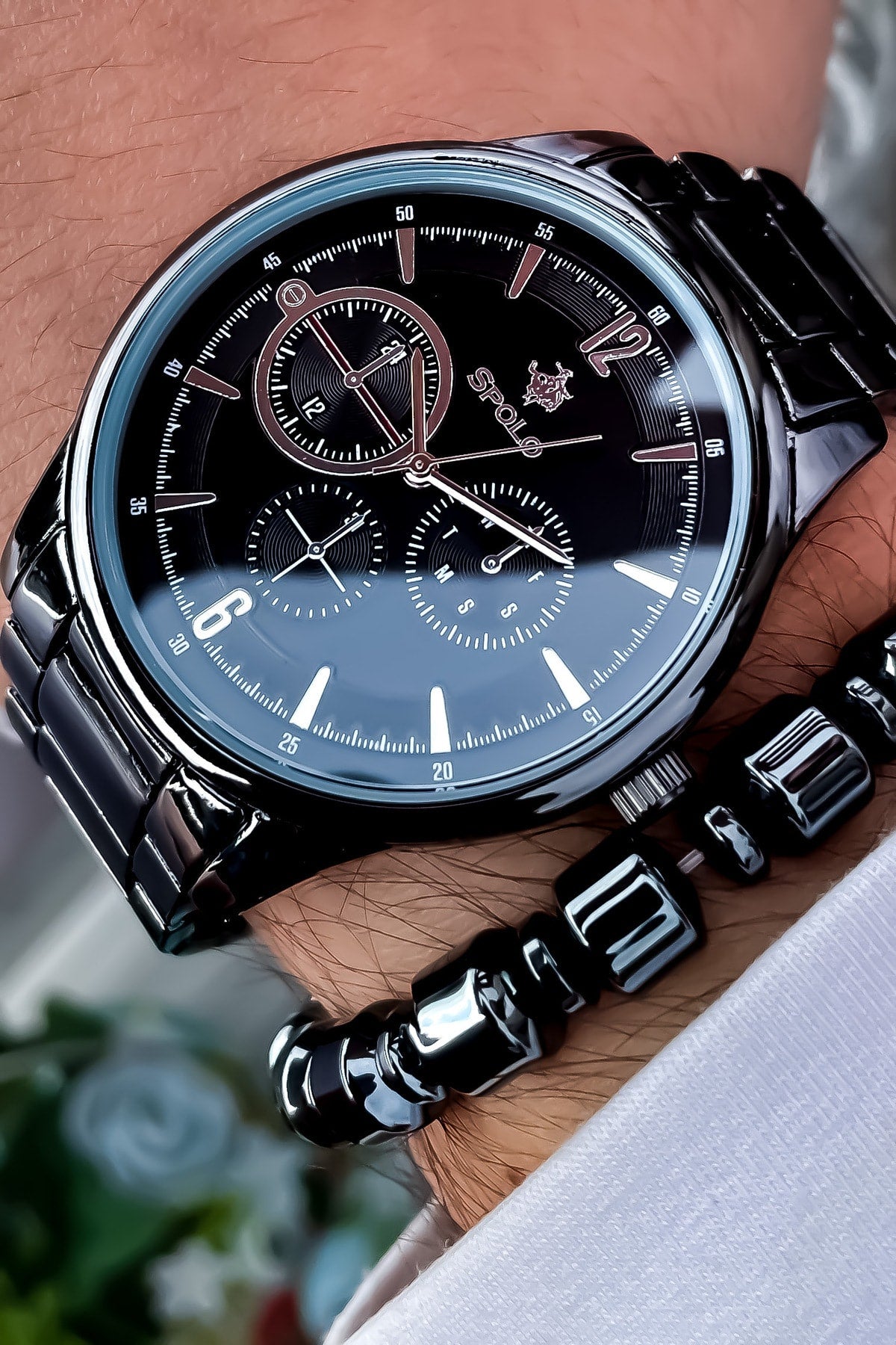 Neue Saison Schwarz Farbe Metall Band Herren Armbanduhr Armband Mit Geschenk