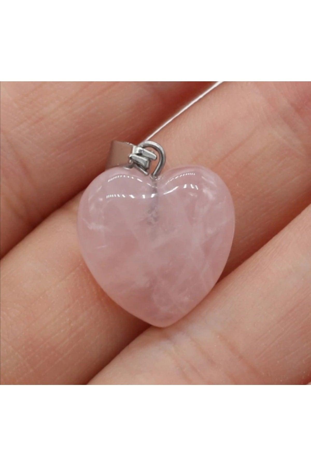 New Heart Rose Quartz Chain Necklace - Swordslife