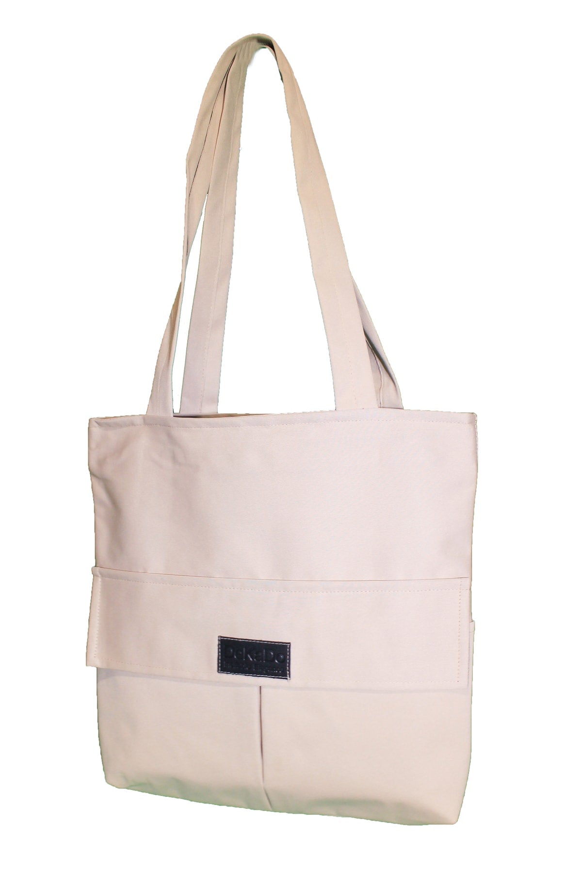 Beige Damentasche mit Reißverschluss, Hand- und Schultertasche, Canvas-Stoff-Einkaufstasche