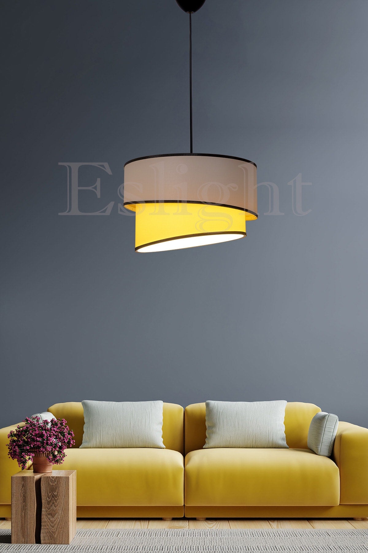 Ruzgar Moderne Einzel-Pendelleuchte Kronleuchter Creme-Schwarz E101
