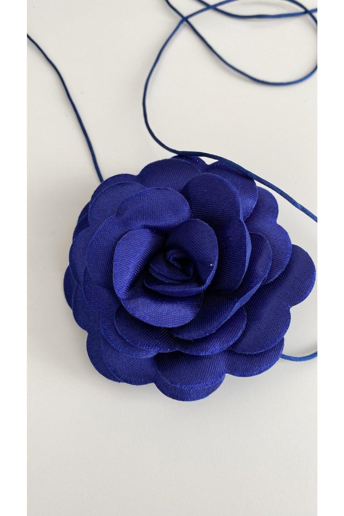 Lace-Up Fabric Flower Choker Necklace Rose Necklace - Swordslife