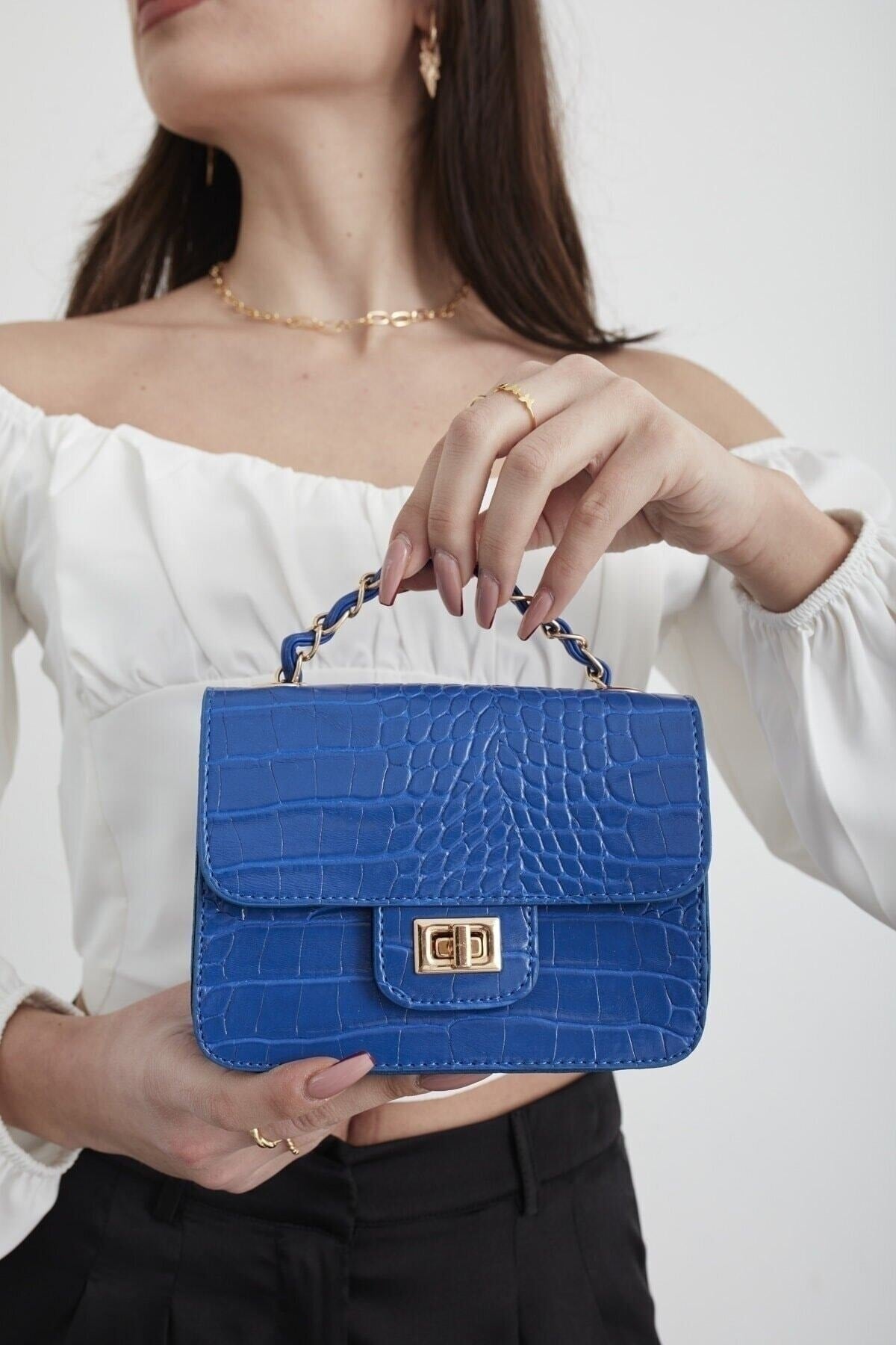 Sax Damen Mini-Umhängetasche mit Krokodilmuster