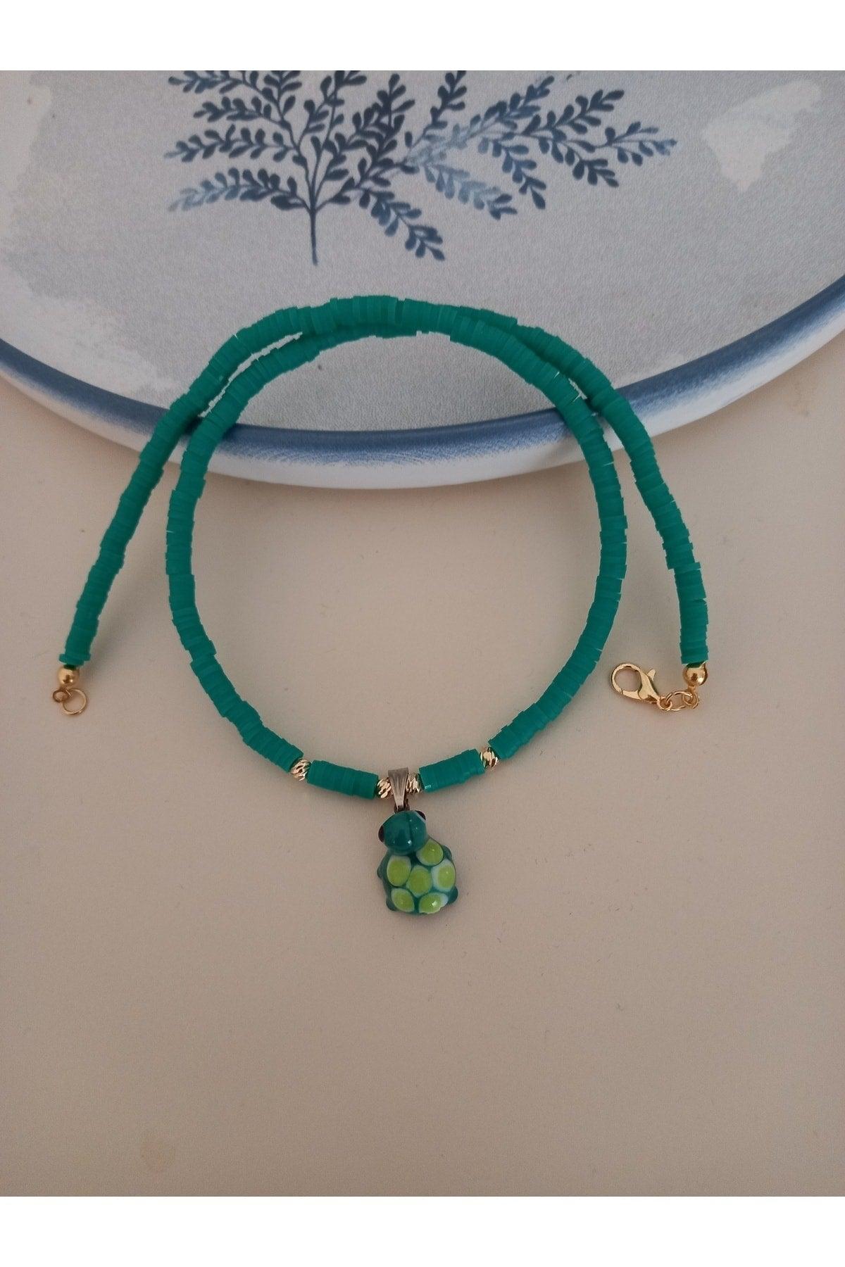 Fimo Beaded Glass Murano Turtle Necklace - Swordslife