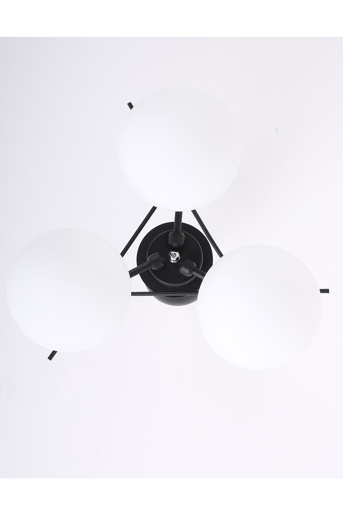 Triangle Black Chrome Chandelier With 3 White Glasses