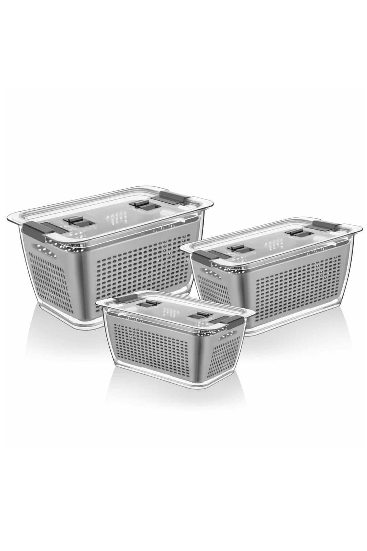 3 Größen Kühlschrank Frischgemüse Obst Vorratsbehälter mit Fach Belüftung