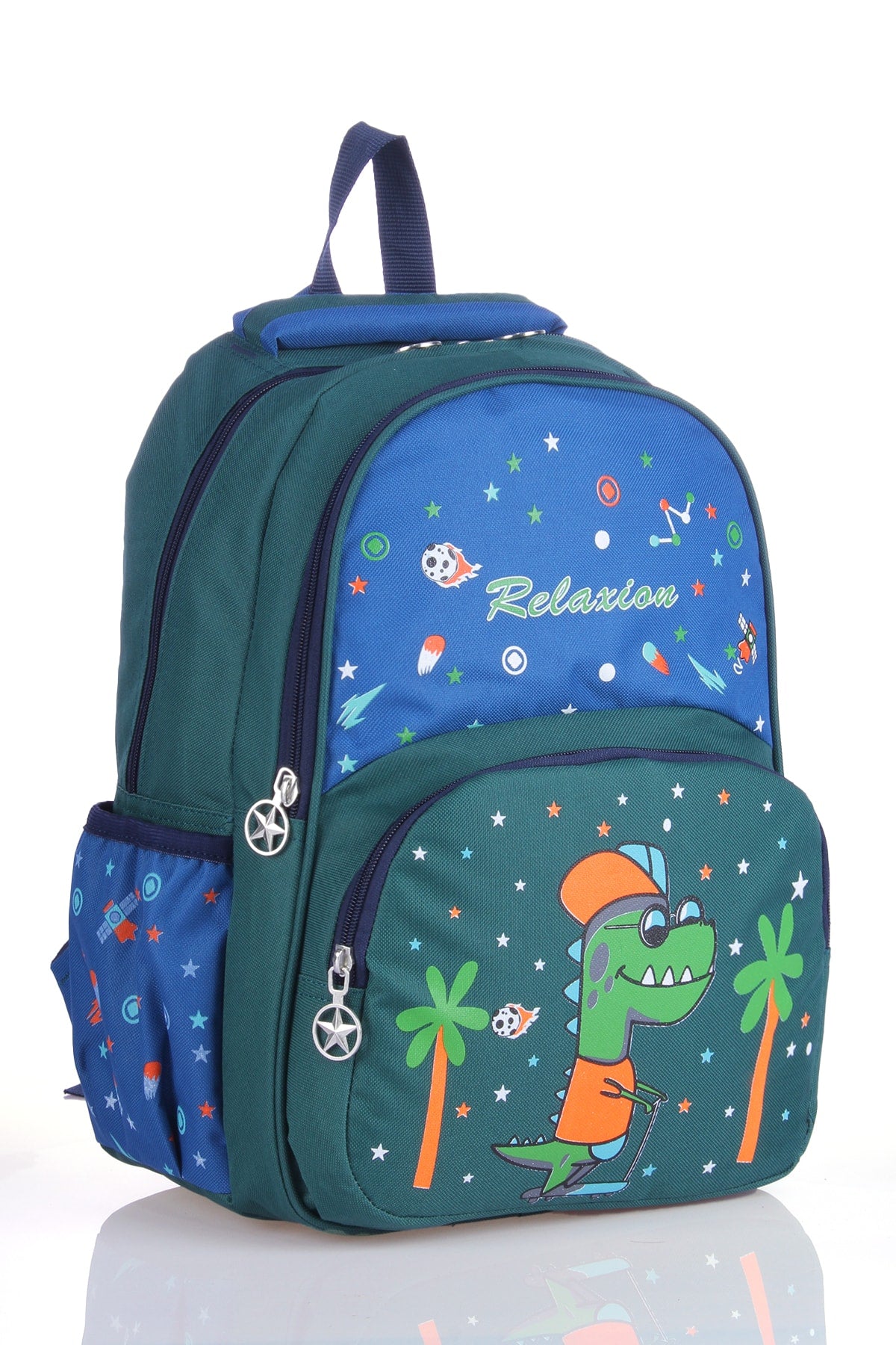 Rlx-1340 Orthopädische Grundschultasche mit Dinosaurier-Muster, Grün