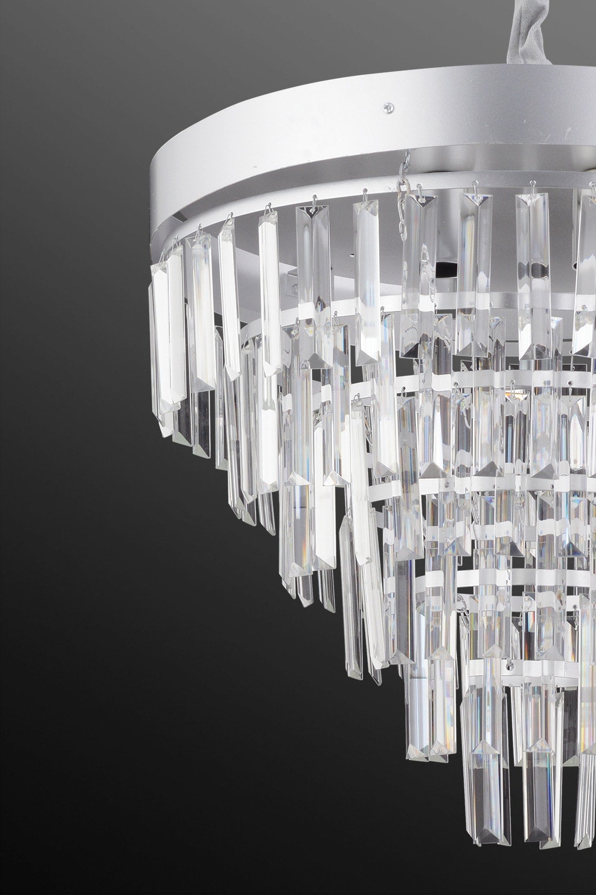 ثريا ليندا الكريستالية الفاخرة الفضية مقاس 55 سم