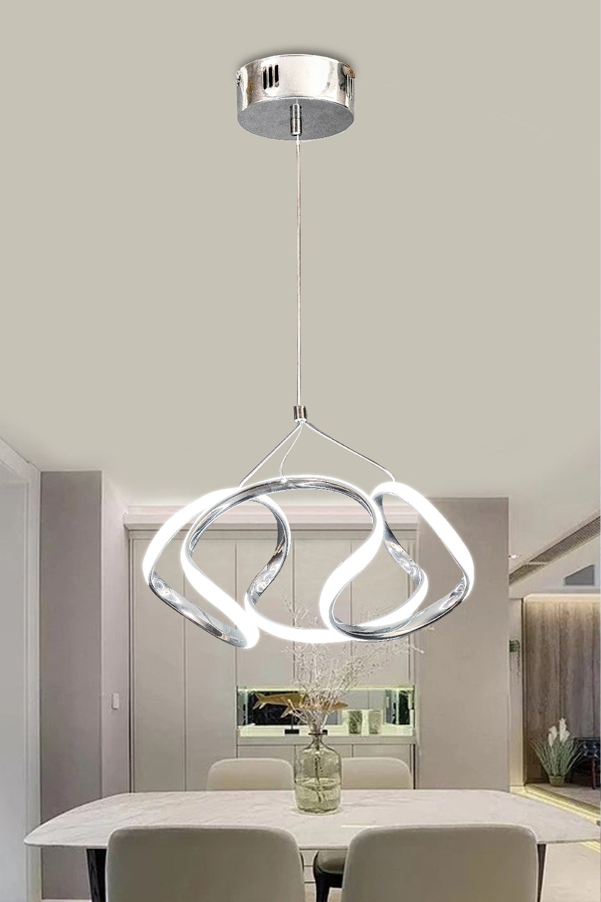 3 Color Chrome Controlled Led Chandelier Drone