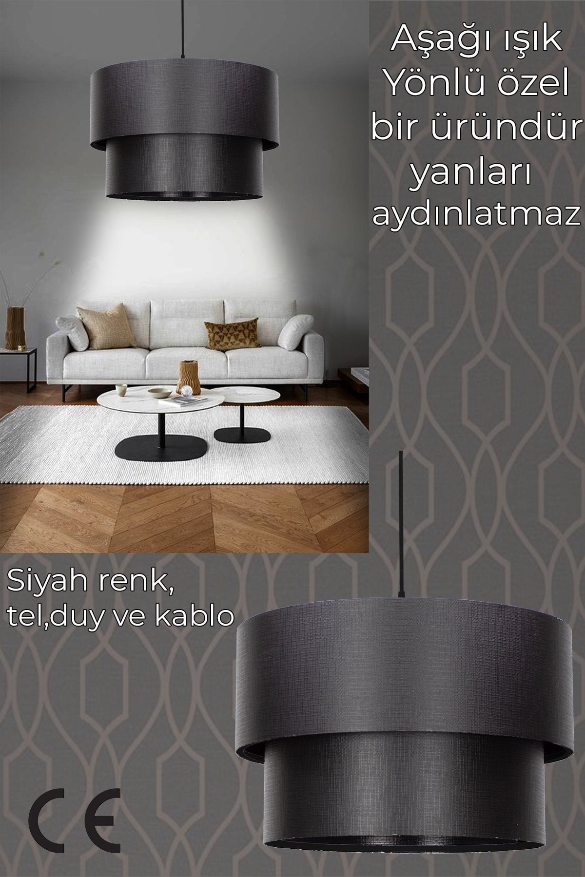 ثريا مصباح باستا المعلق باللون الأسود من فينلين