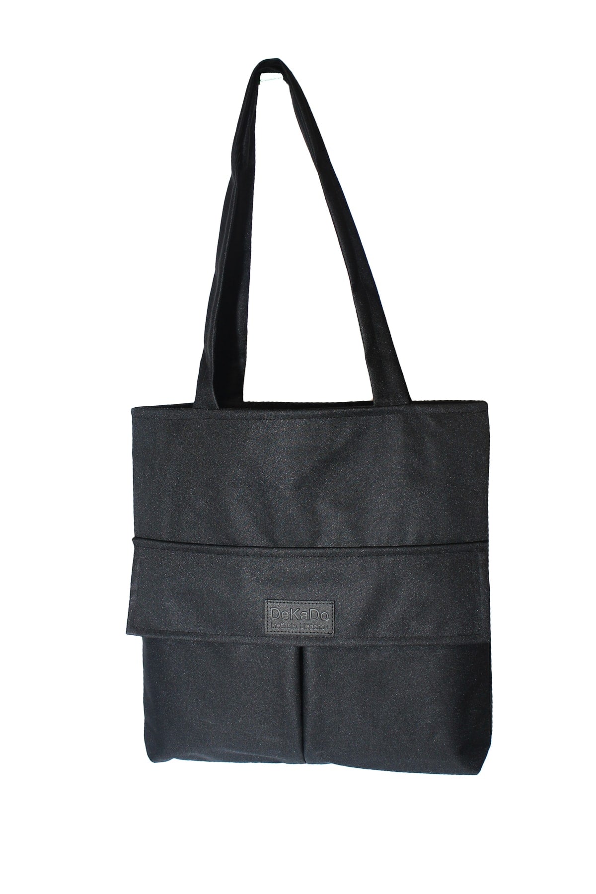 Schwarze Damentasche mit Reißverschluss, Hand- und Schultertasche aus Canvas