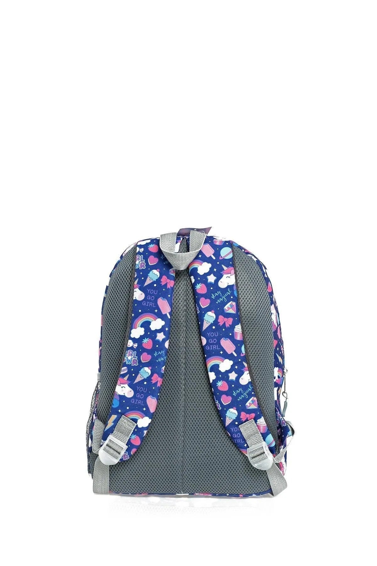 Marineblaues Dreifach-Grundschultaschen-Set mit Einhorn-Muster