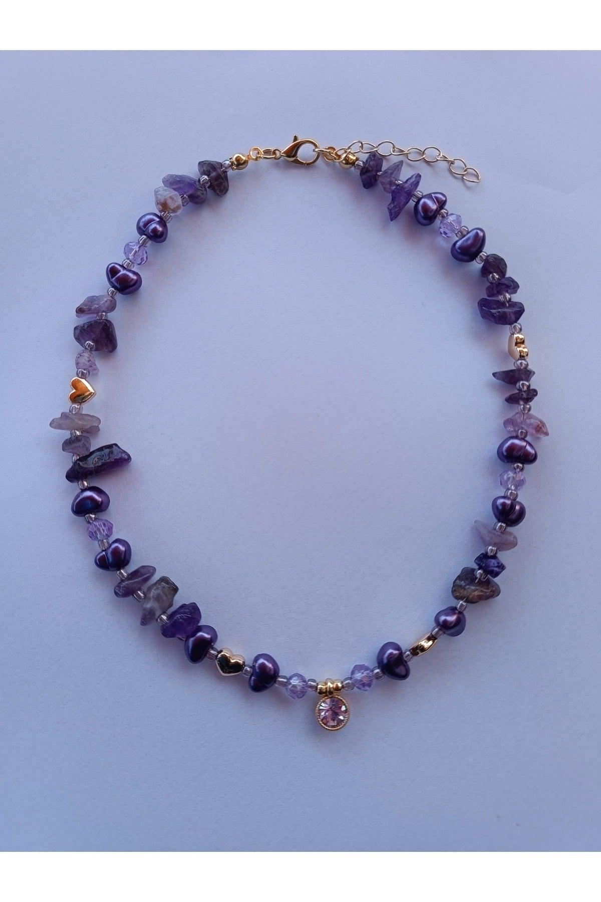 Purple Sparkle Tip Amethyst Natural Stone Necklace - Swordslife