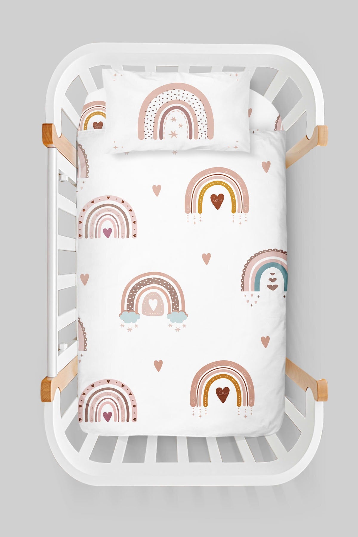 Mother'S Side Crib Duvet Cover Set (60X100) - Iconic Series - Salmon Star Rainbow