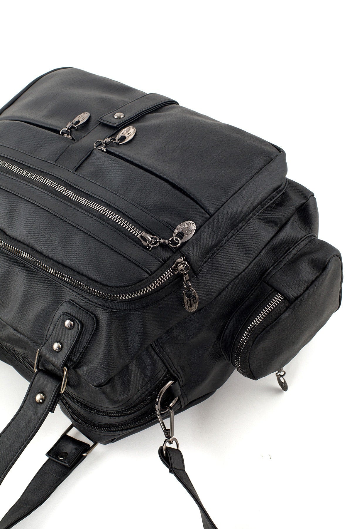 Samilon Damen-Schulter- und Handtasche aus gewaschenem Leder mit mehreren Fächern in Schwarz