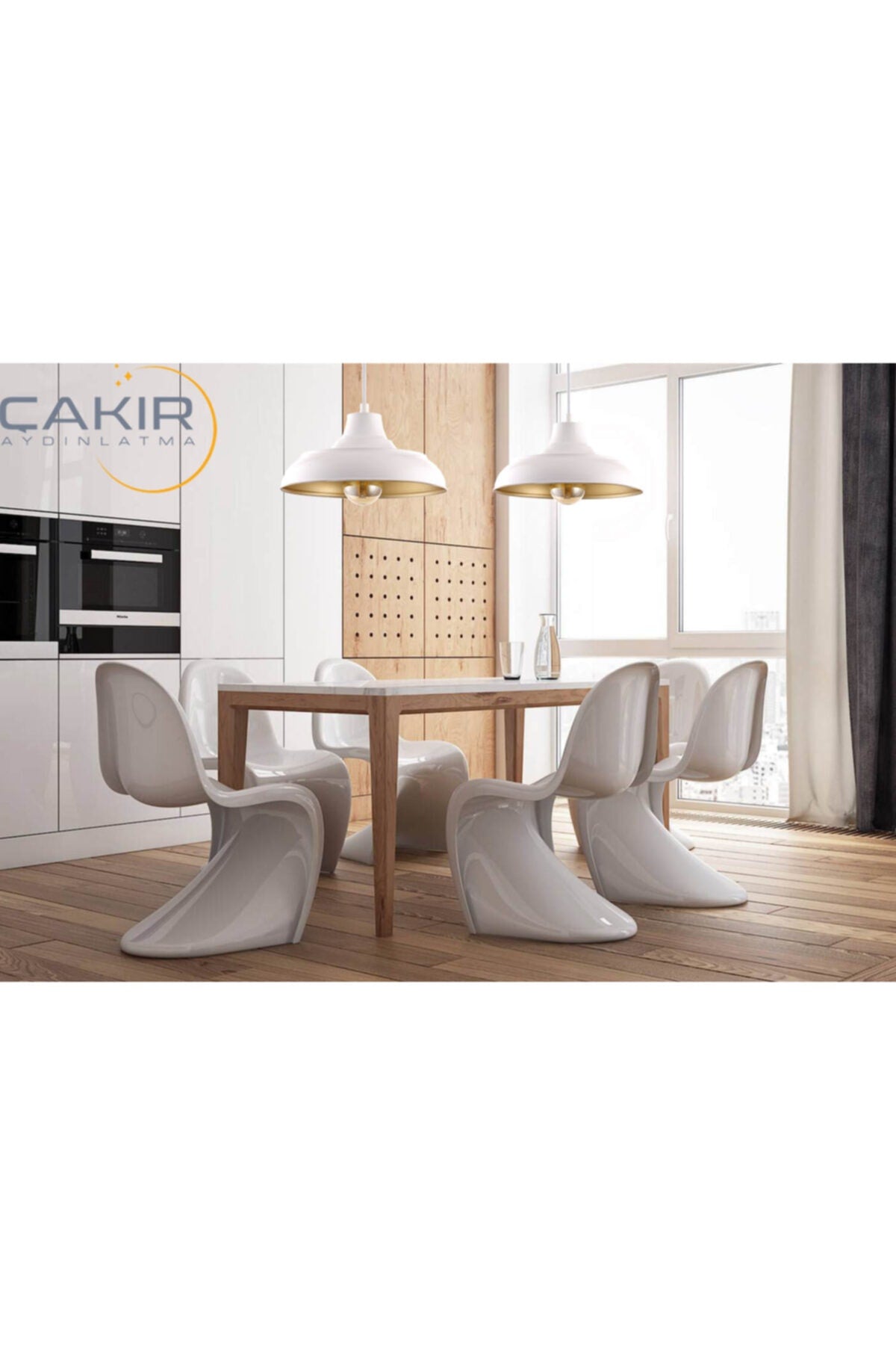 Fiyona Gips-Weißgold-Einzelpendelleuchte-Kronleuchter - Çakır Avize