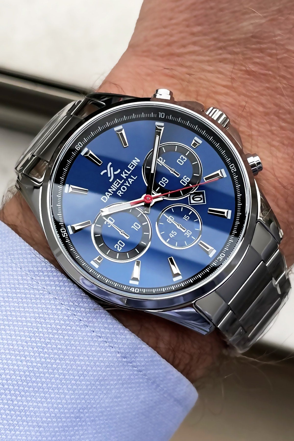 Herren Armbanduhr 3 ATM Wasserdicht Silberfarben Stahlband + Naturstein Armband Elg74