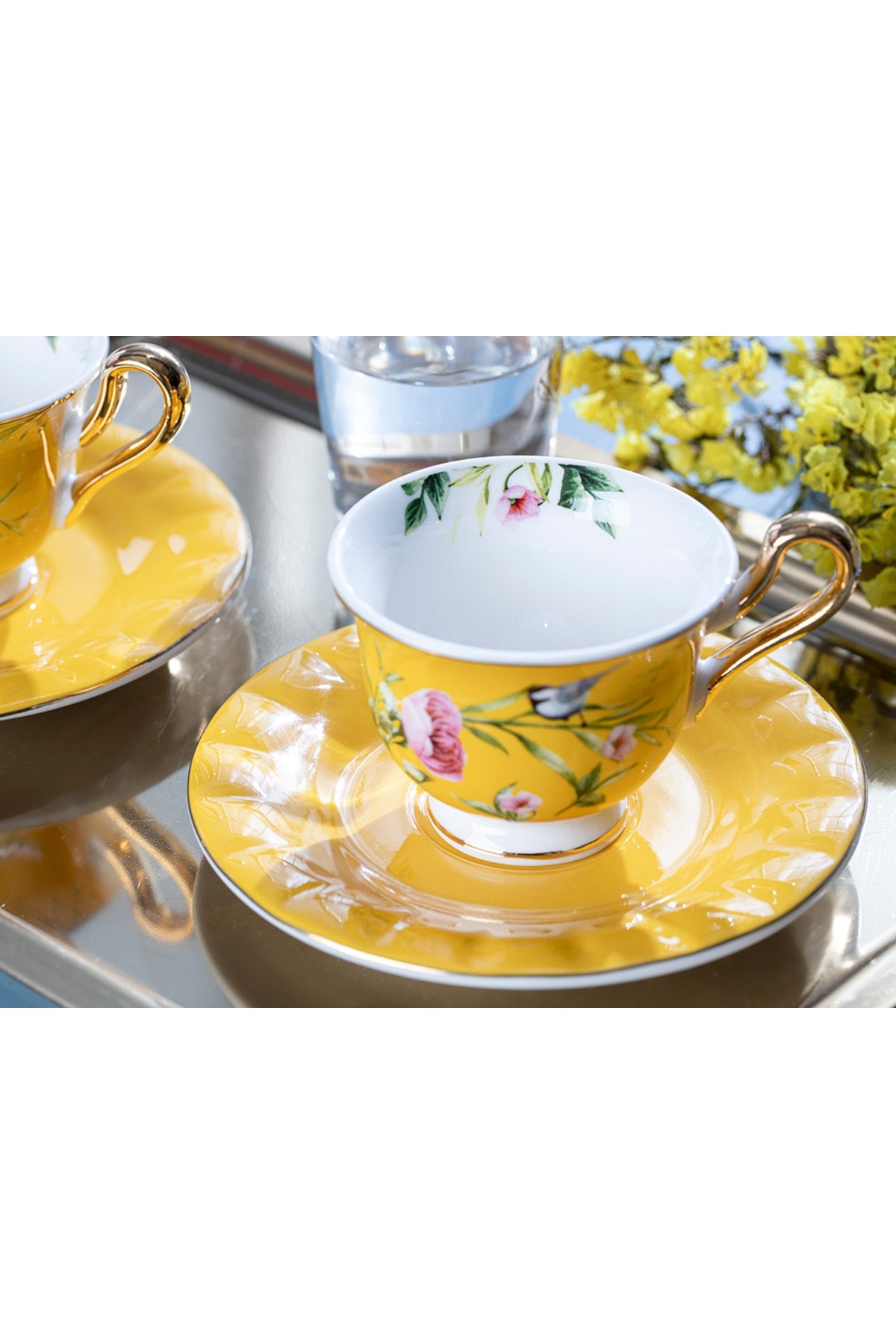 Vanilla New Bone China Kaffeetassen-Set, 2 Stück, 90 ml, Gelb