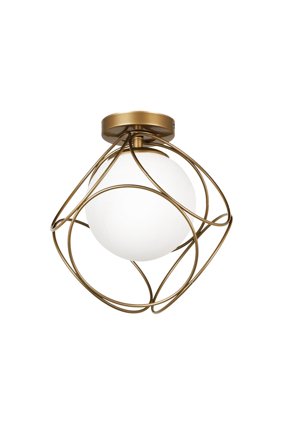 Suna Single Antique-White Glass Ceiling Mount Chandelier