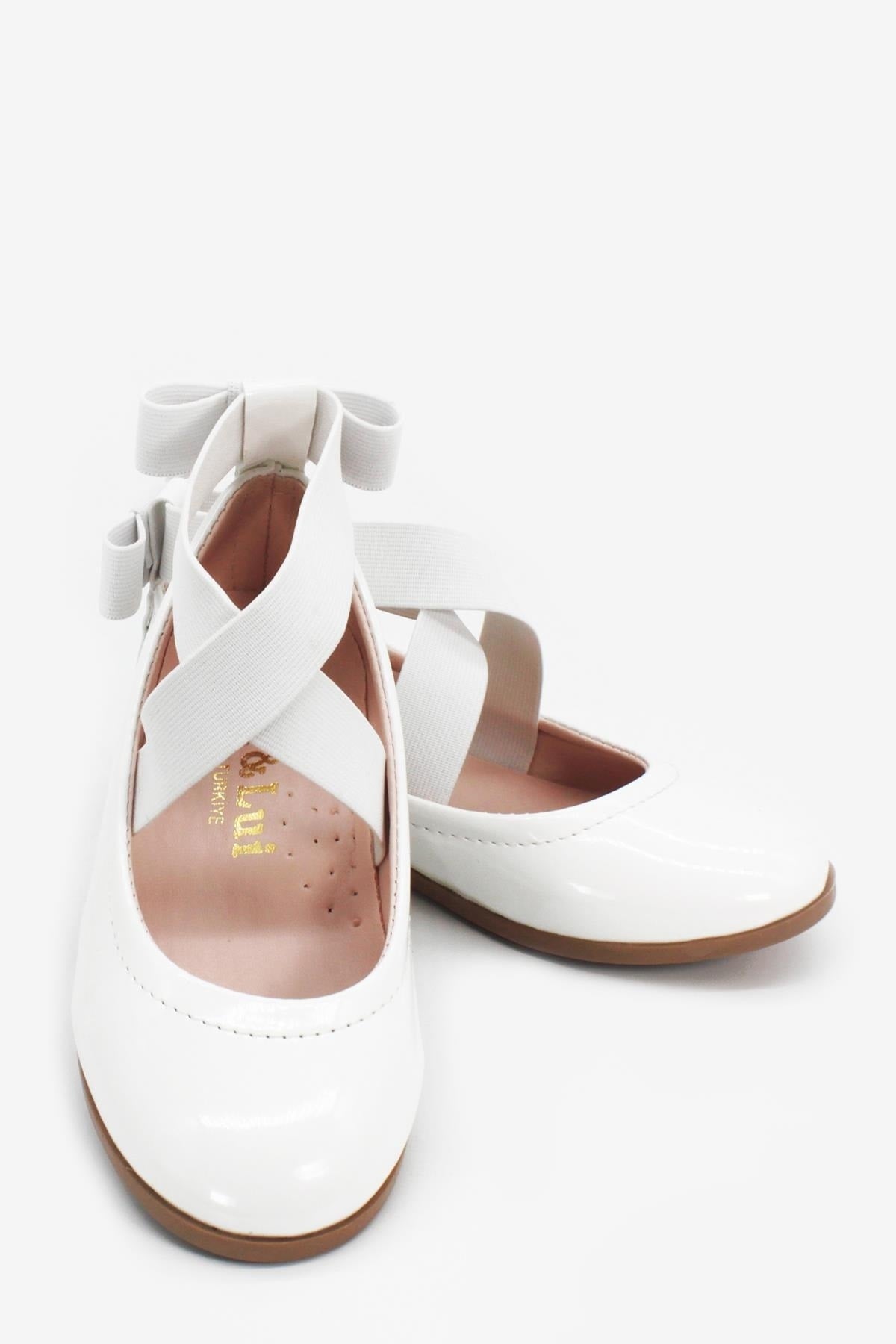 Girl'S Bow White Flat Shoes
