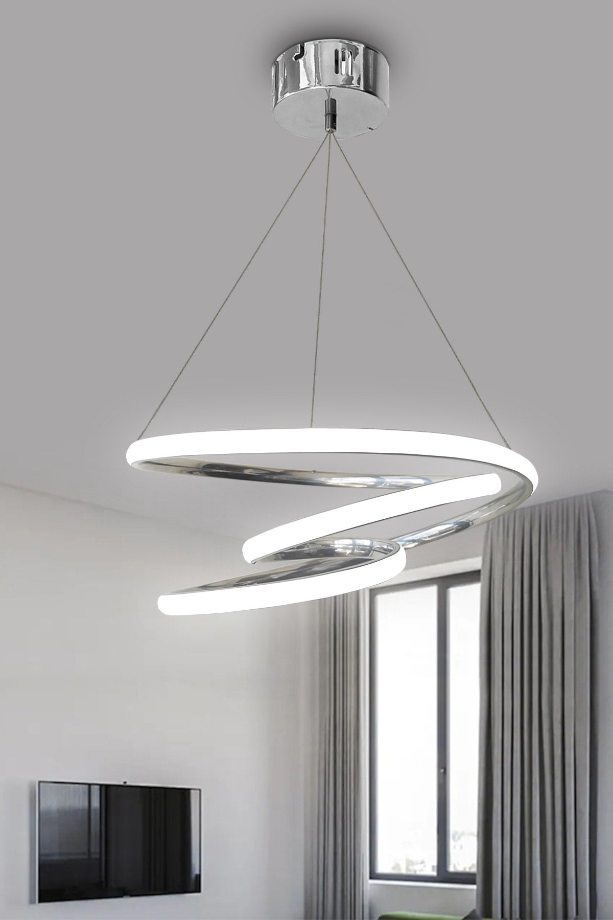 Chrome Galaxy Weißlicht-LED-Kronleuchter
