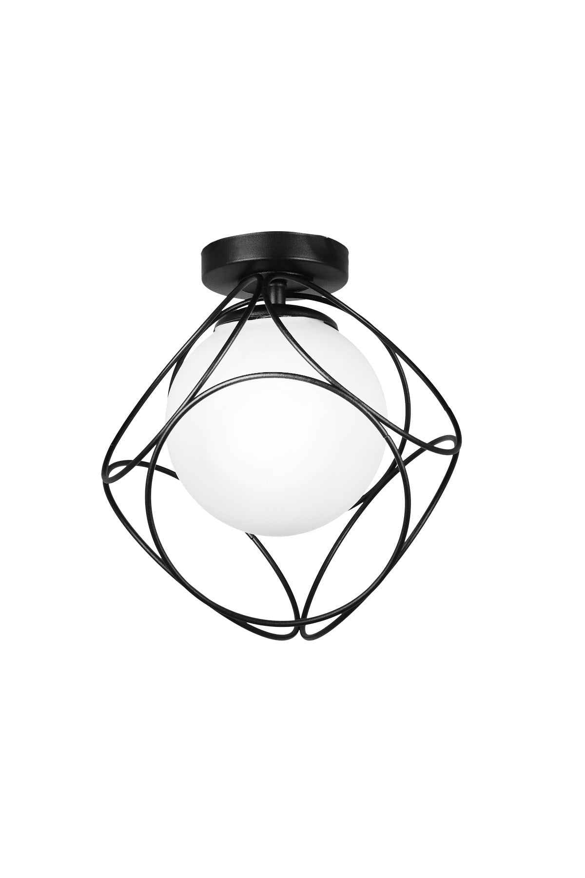Suna Single Black-White Glass Ceiling Mount Chandelier