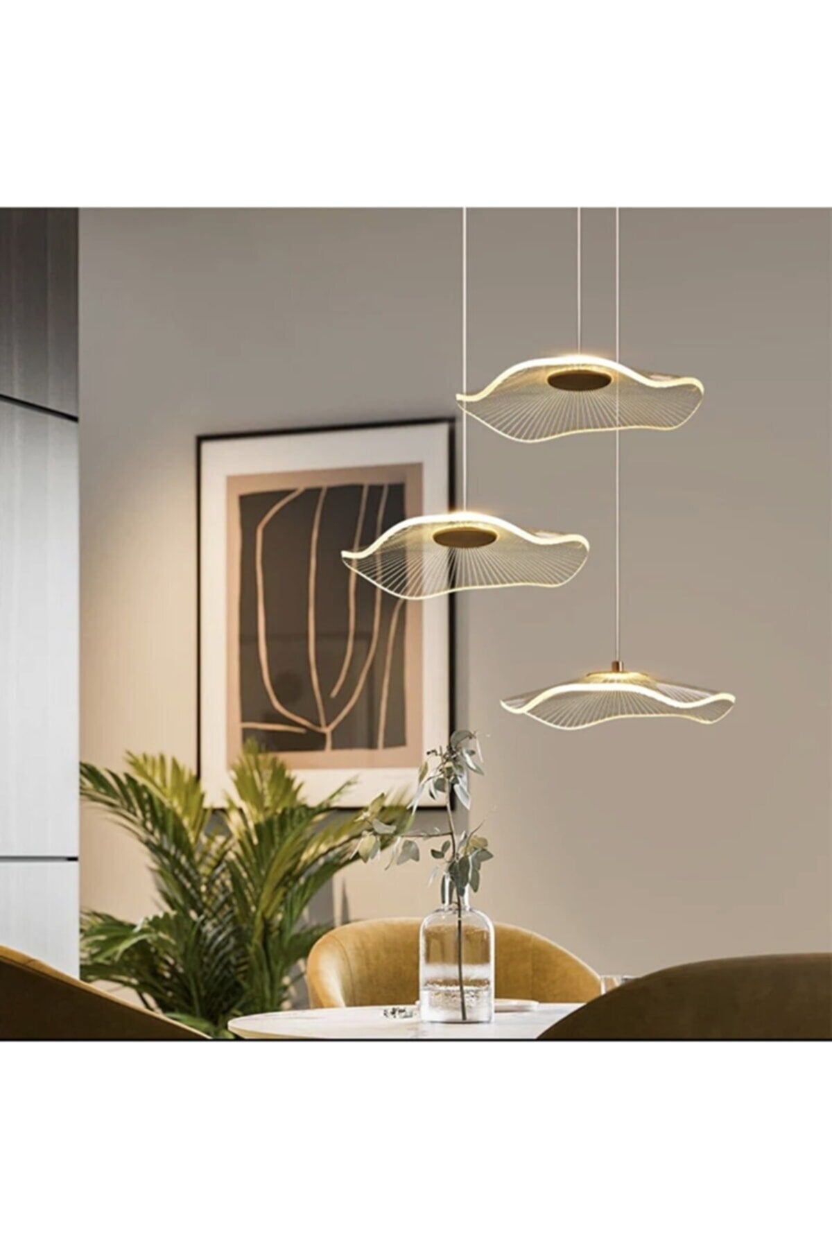 Luxury Exclusive Triple Round Pendant Lamp Led Chandelier Jellyfish Gold Yellow Led Chandelier