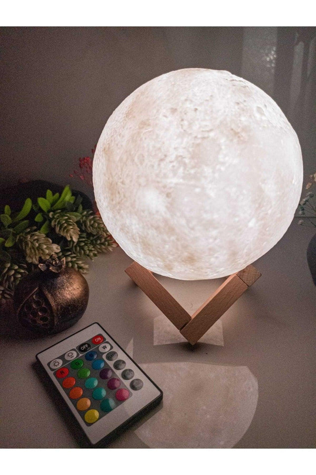 3d Moon Lamp Rechargeable Controlled RGB 16 Colors - Swordslife