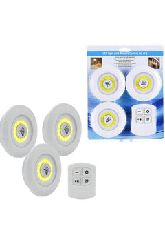 3-pack wireless LED spotlights with remote control