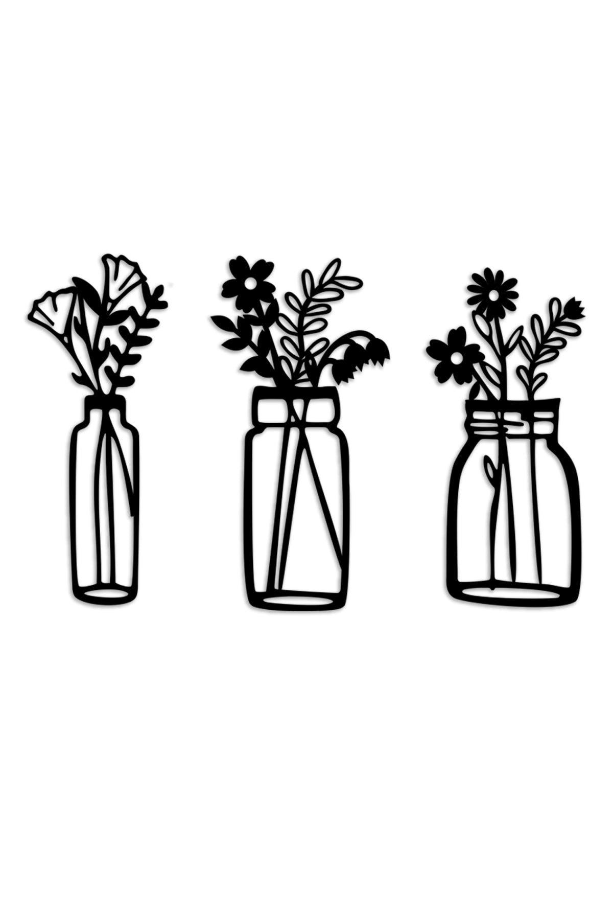 3 Pcs Vase Laser Cut Decorative Wooden Wall Decor - Swordslife