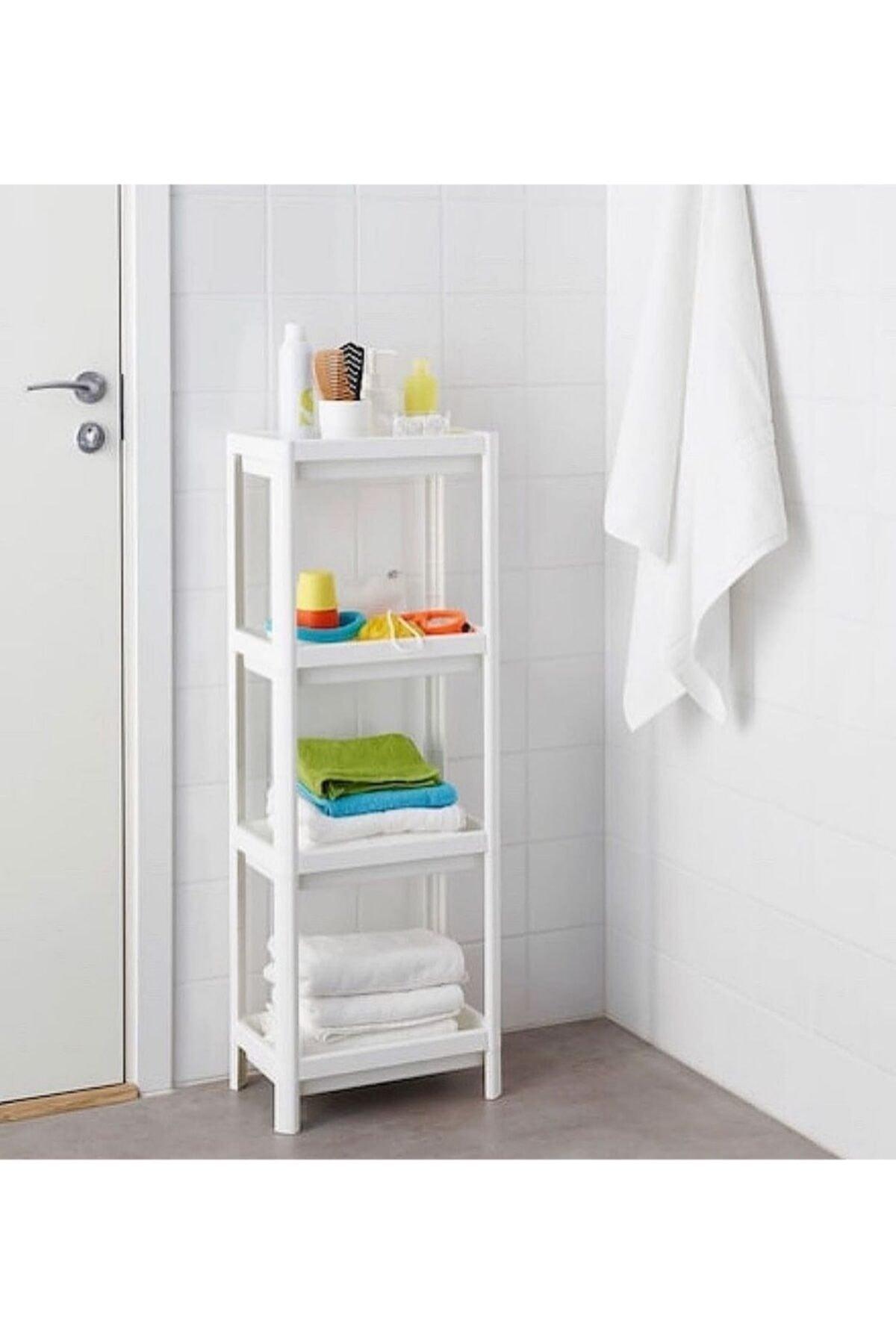 4 Tiers Plastic Shelving Unit Kitchen Shelf Bathroom Shelf Bathroom Organizer Organizer White - Swordslife
