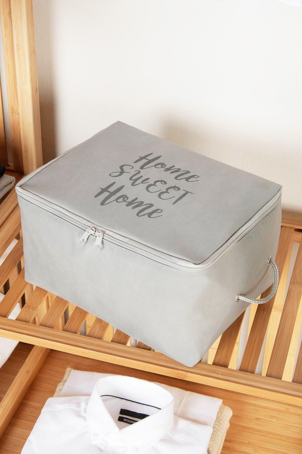 Set of 4 Gray Printed Storage Bags