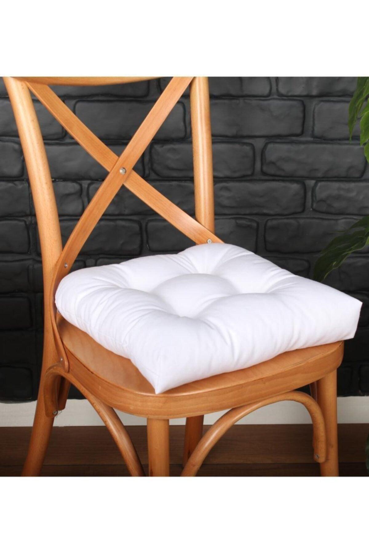 4 Pcs Lux Pofidik White Chair Cushion Special Stitched Laced 40x40cm - Swordslife