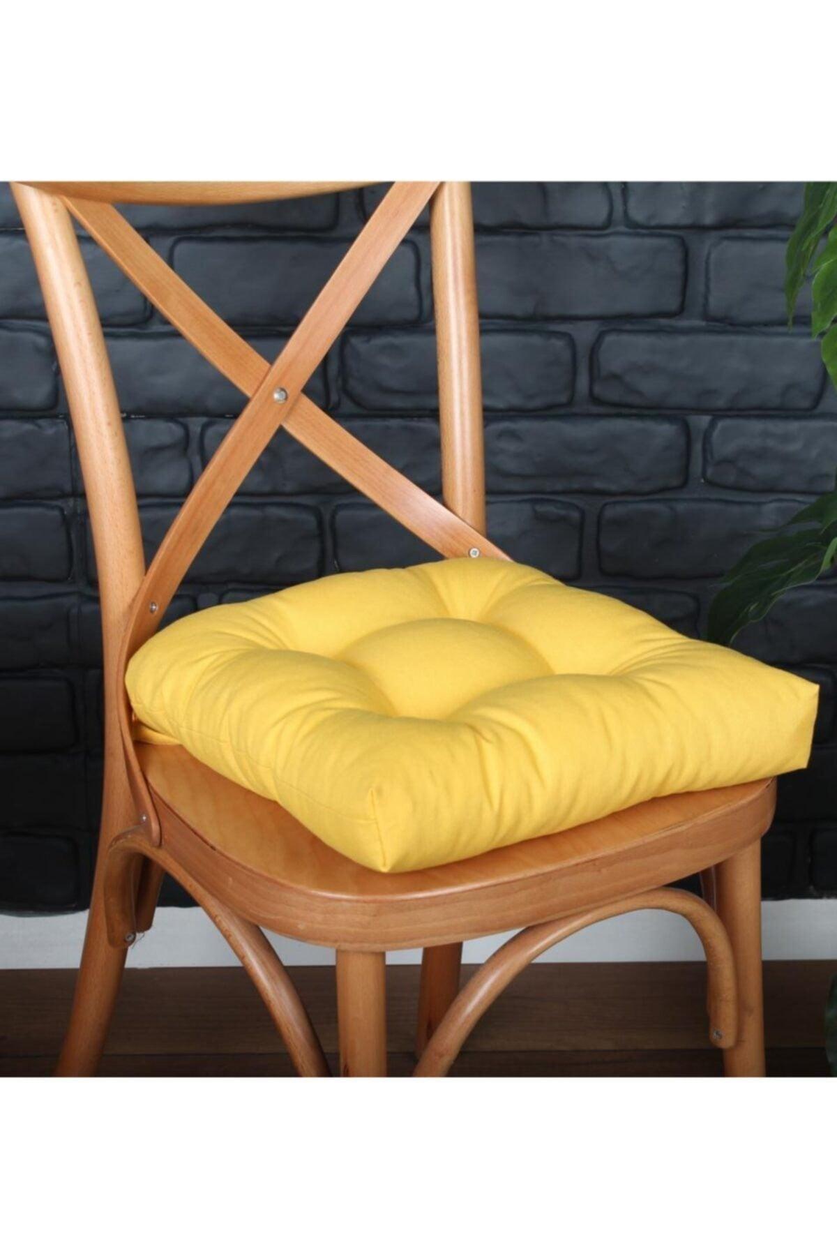 4 Pcs Lux Pofidik Yellow Chair Cushion Special Stitched Laced 40x40cm - Swordslife