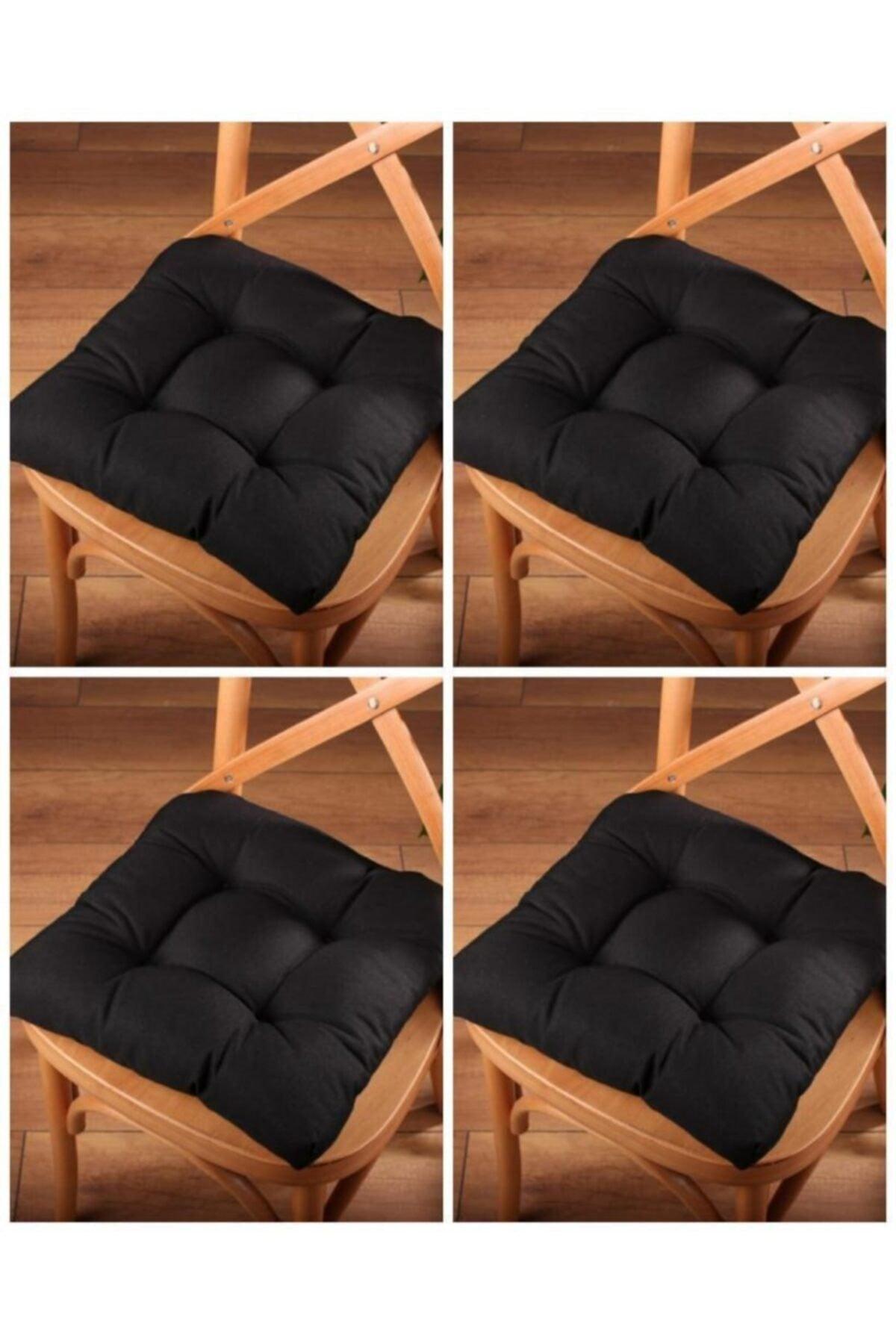 4 Pcs Lux Pofidik Black Chair Cushion Special Stitched Laced 40x40cm - Swordslife