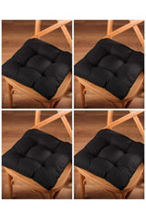 4 Pcs Lux Pofidik Black Chair Cushion Special Stitched Laced 40x40cm - Swordslife